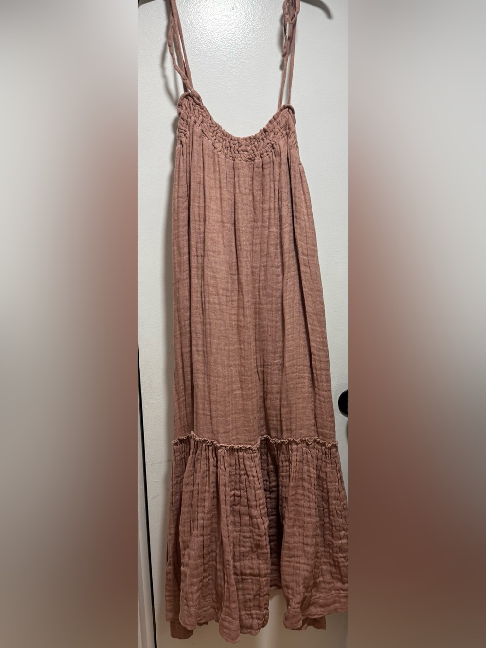 Free People Into The Blue Linen Smocked Maxi Dress in Dusty Blush - Picture 5 of 9